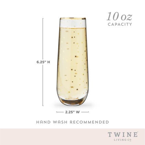 Twine Starlight Stemless Champagne Flute Set In Gold