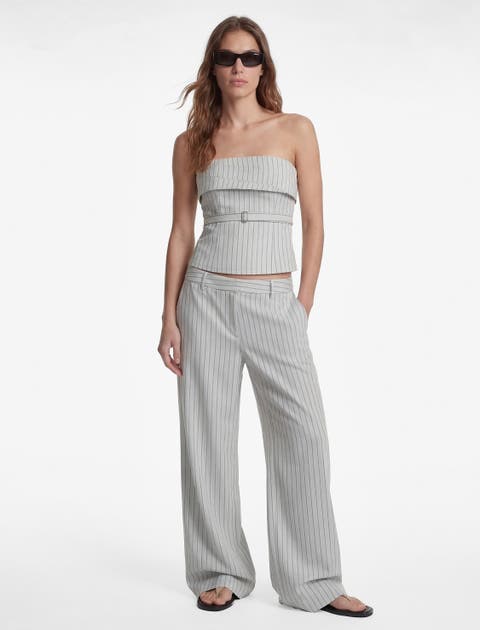 Striped Strapless Belted Top