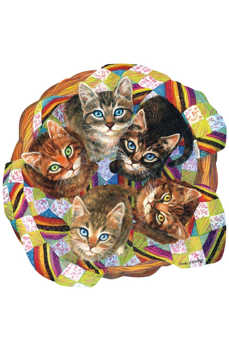 Sunsout Kitten Basket 750 piece Jigsaw Puzzle for Adults Special Shape, Alternate, color, Multicolor