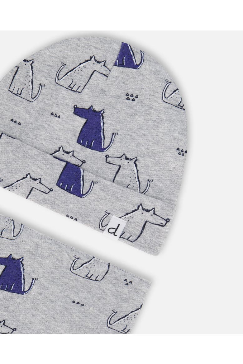 Baby Boy's Organic Cotton Hat And Bib Set Grey Mix Printed Dogs, Alternate, color, Grey Mix Printed Dogs