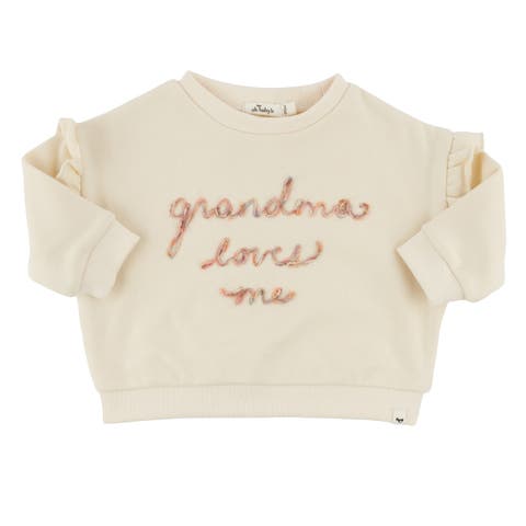 Ruffle Slouch Grandma Loves Me Sweatshirt (Baby)