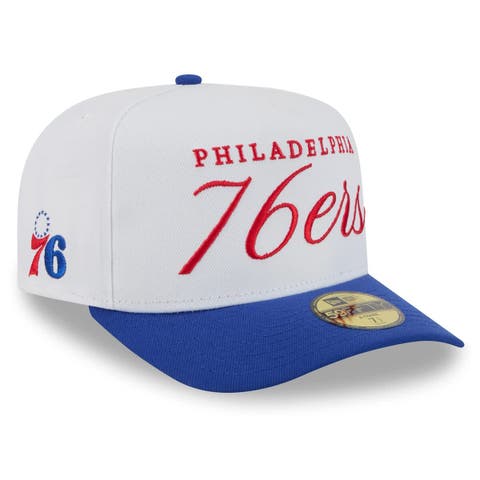Men's New Era White/Royal Philadelphia 76ers 2025 NBA Draft A-Frame 59FIFTY Fitted Hat