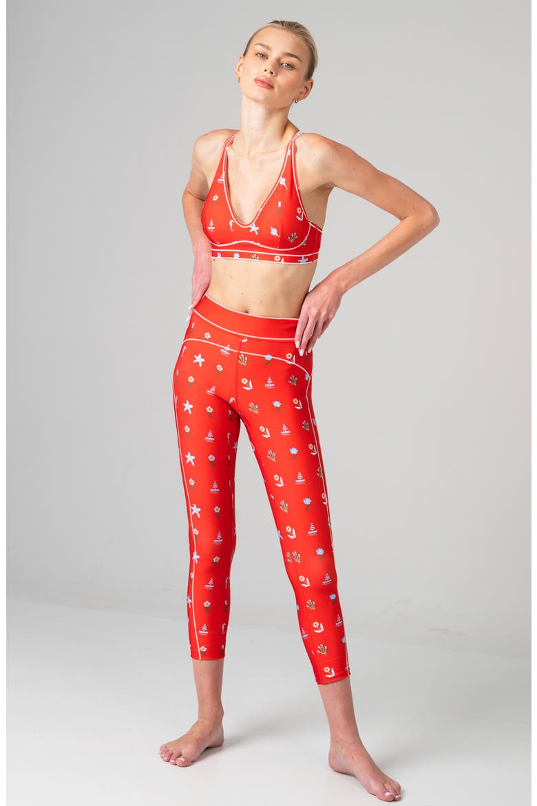 Red Tides High-Waisted 7/8 Leggings, Alternate, color, Red
