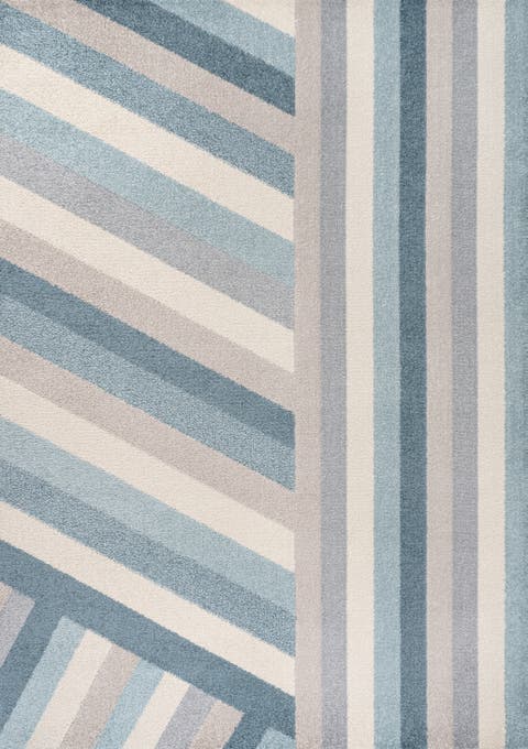 Retro Rainbow Contemporary Stripe Area Rug