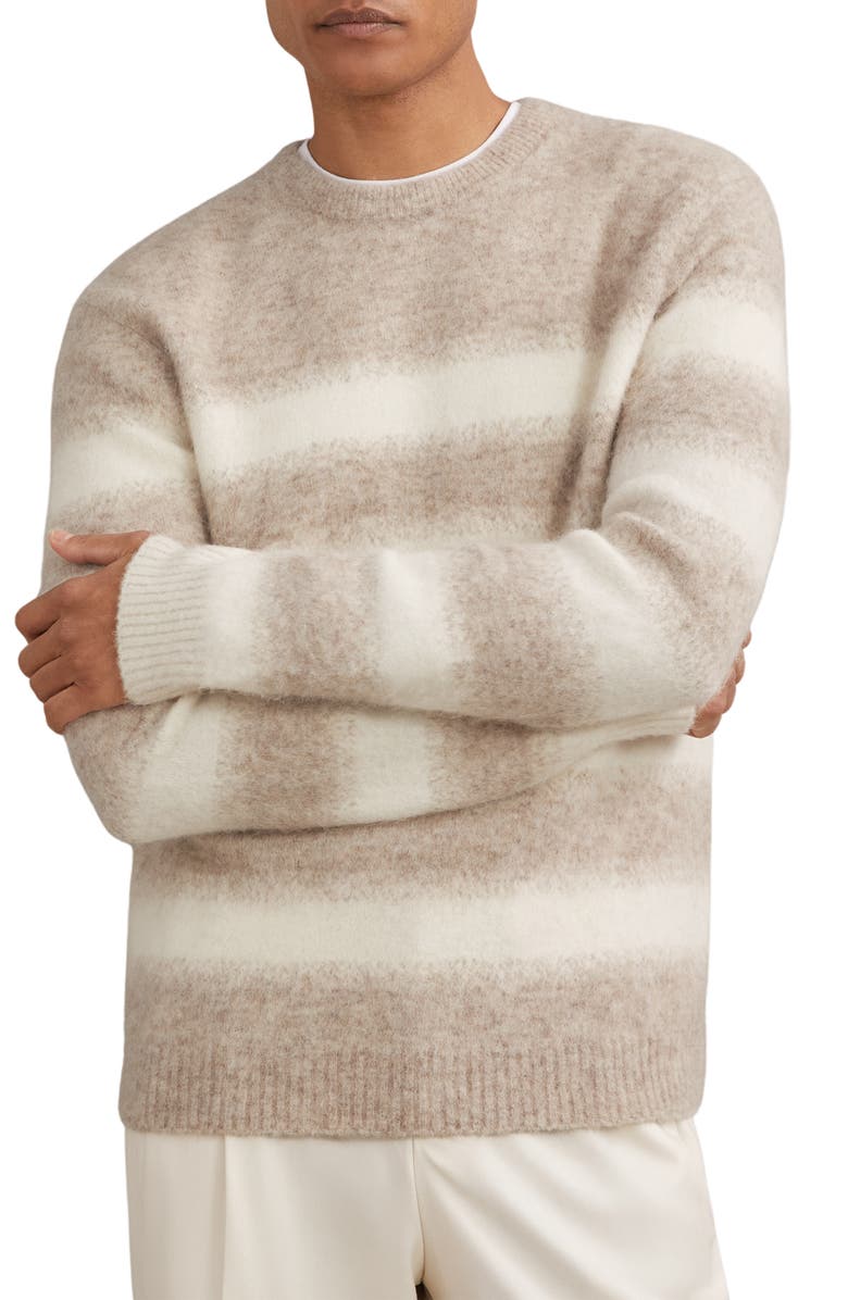 Reiss Piers Wool & Alpaca Blend Sweater, Main, color, Oatmeal/White