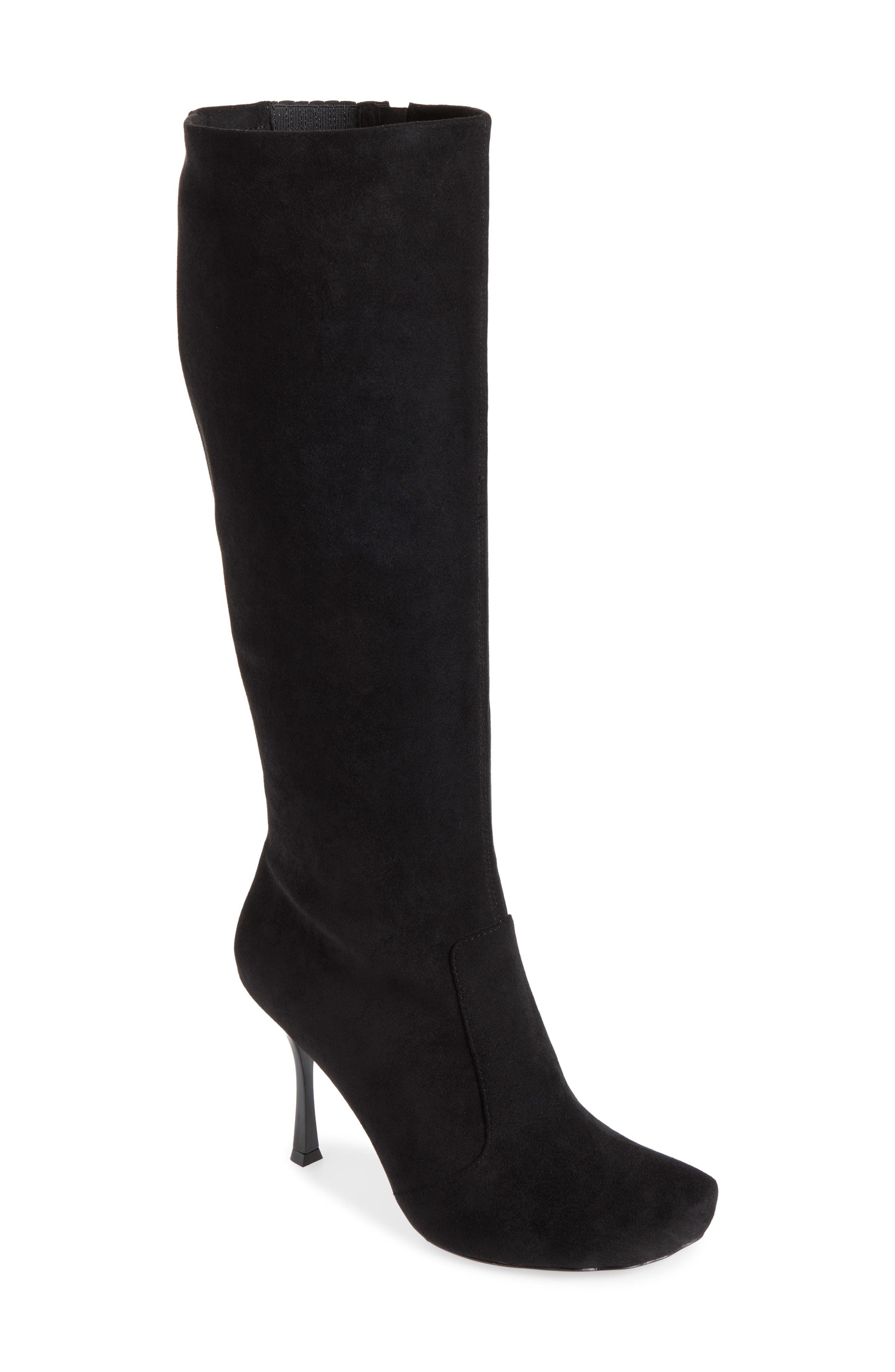 Conform Embossed Toe Knee High Boot, Main, color, BLACK SUEDE
