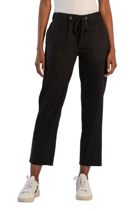 Rosalie Linen Blend Drawstring Ankle Pants