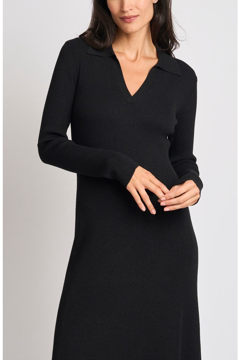 Johnny Collar Midi Sweater Dress, Alternate, color, RICH BLACK