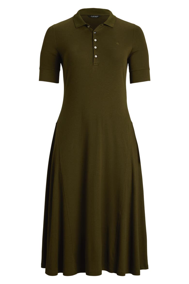 Cotton Blend Midi Dress, Alternate, color, BOTANIC GREEN