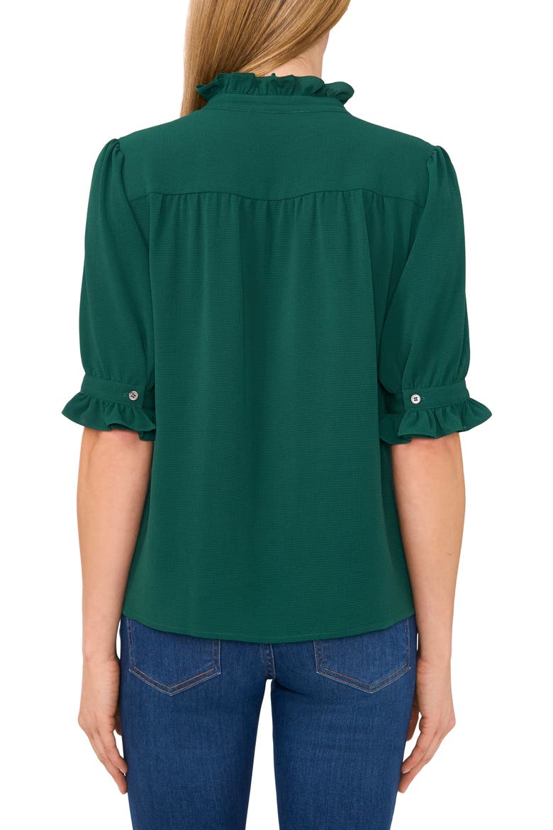 V-Neck Button-Up Shirt, Alternate, color, ALPINE GREEN