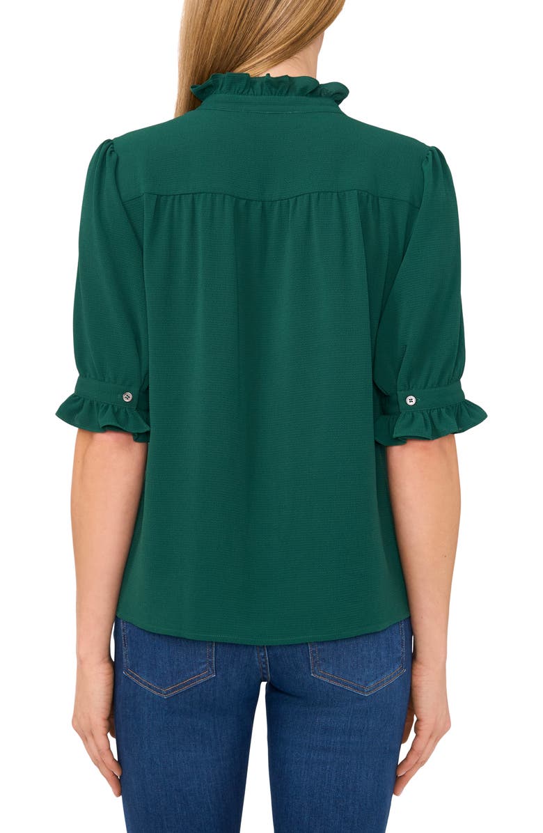 CeCe V-Neck Button-Up Shirt, Alternate, color, Alpine Green
