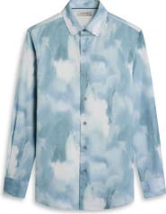 Bugatchi Julian Shaped Fit Cloud Print Stretch Cotton Button-Up Shirt