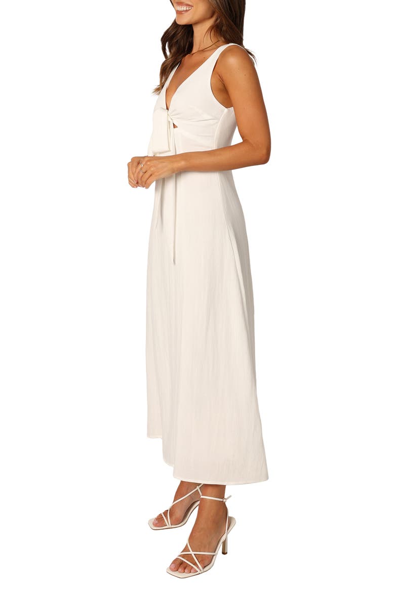 Archer Tie Front Sleeveless Dress, Alternate, color, WHITE