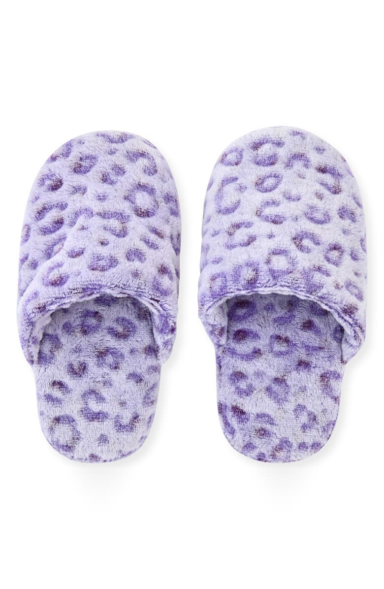 SLEEP ON IT Kids' Leopard Spot Fleece Robe & Slippers Set, Alternate, color, Purple
