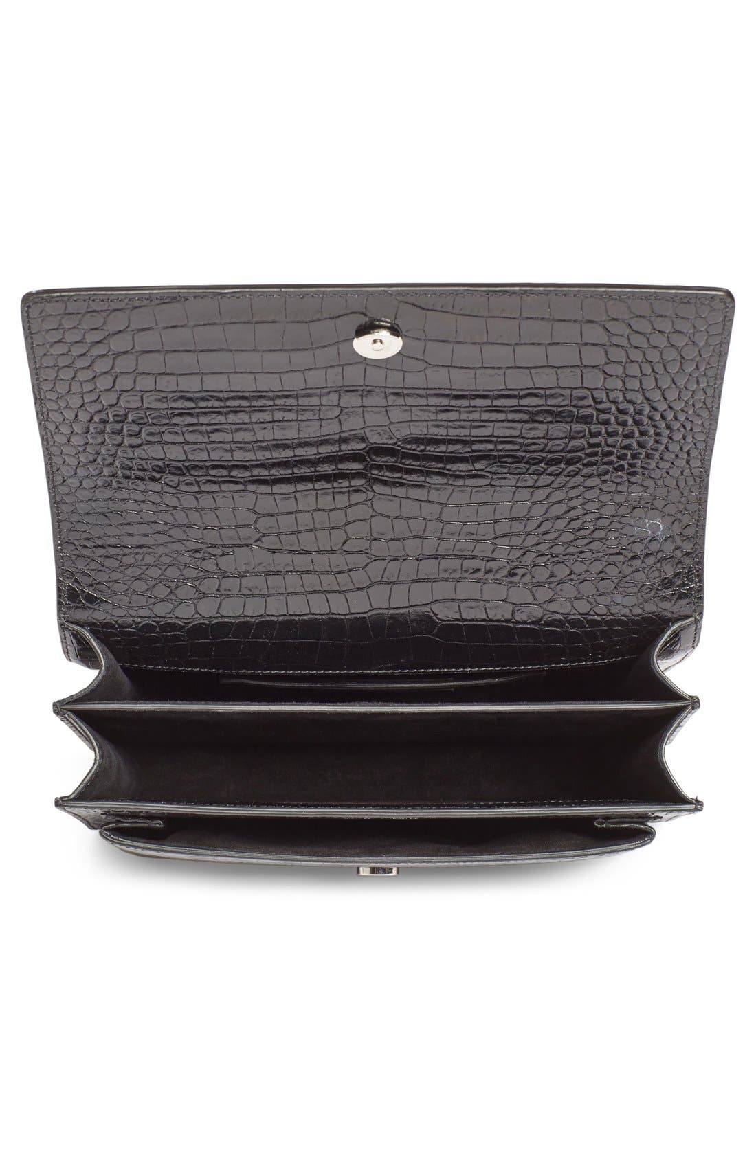 'Medium Monogram Sunset' Croc Embossed Leather Shoulder Bag, Alternate, color, NERO