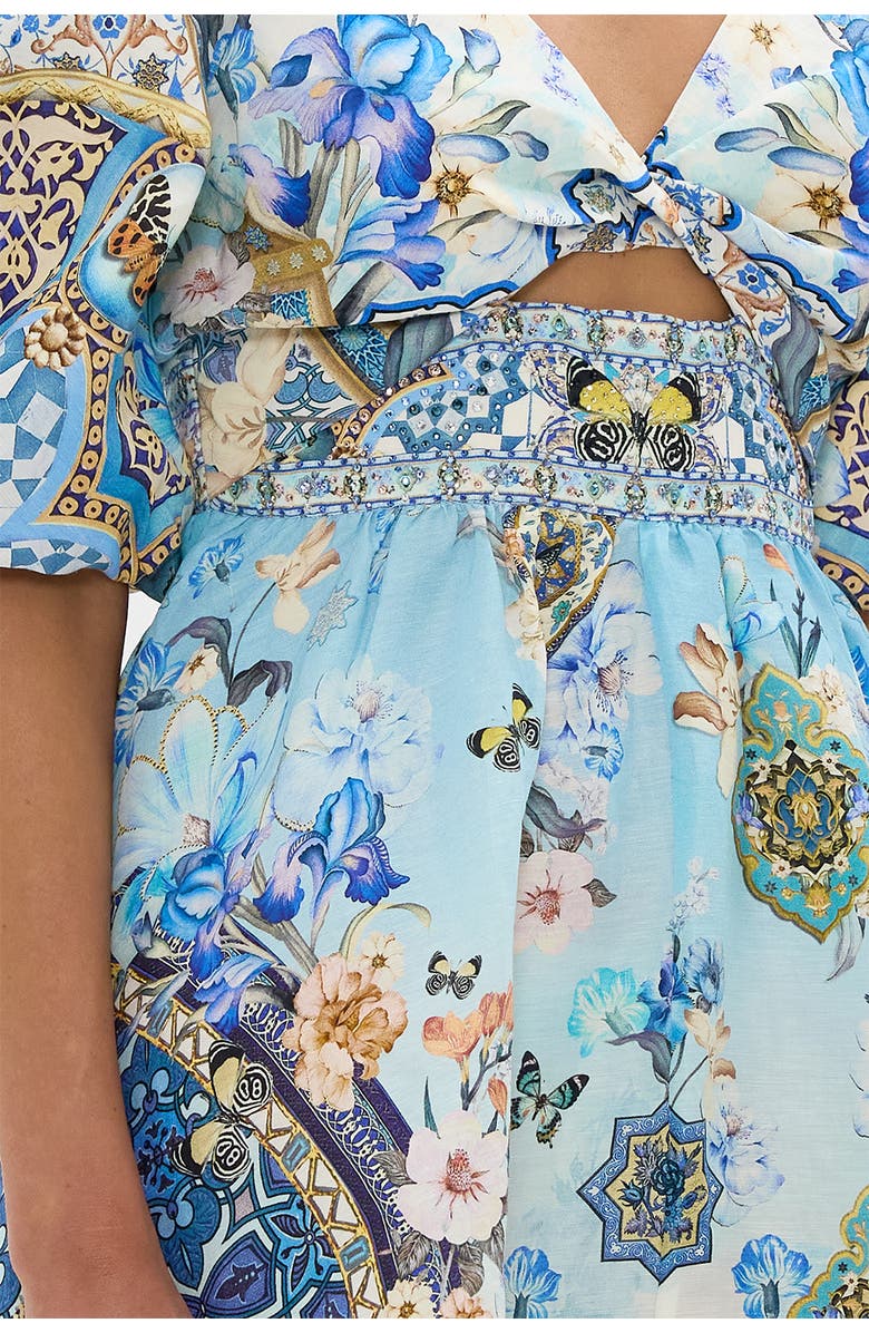 Camilla PUFF SLEEVE MINI DRESS AL MANIAL PALACE MEMOIRS, Alternate, color, 