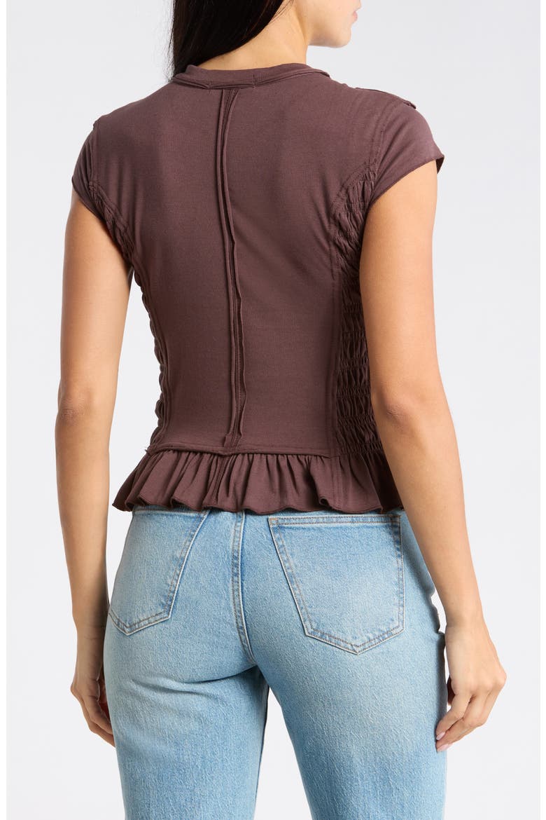 Smocked T-Shirt, Alternate, color, CHOCOLATE