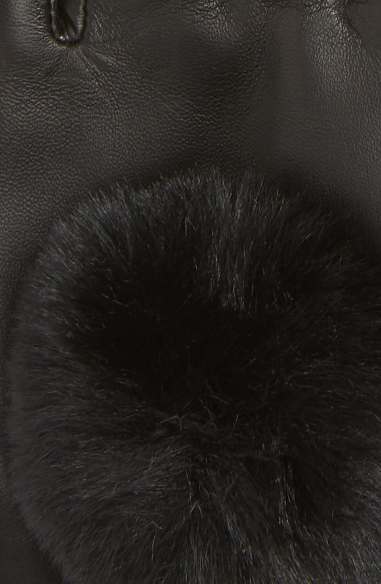 Nordstrom Faux Fur Pompom Lambskin Leather Gloves, Alternate, color, 