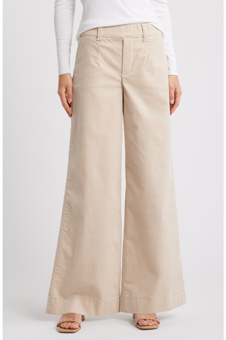 'Ab'Solution Skyrise Pull-On Wide Leg Twill Pants, Main, color, STONE