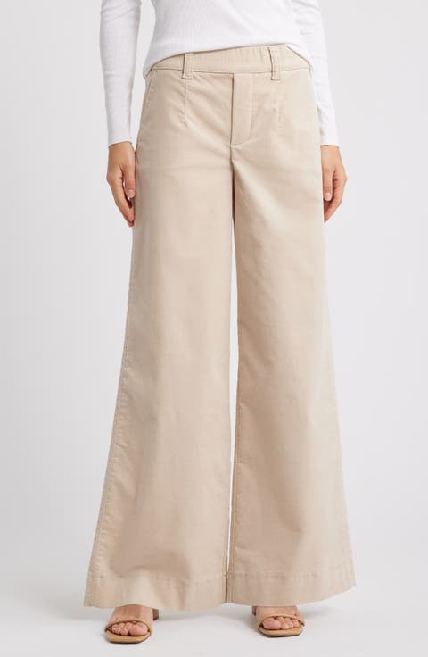 'Ab'Solution Skyrise Pull-On Wide Leg Twill Pants