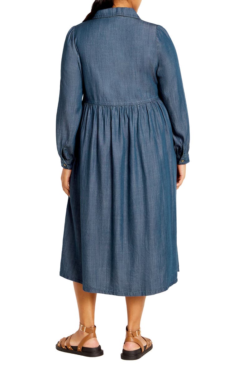 Brayden Long Sleeve Denim Dress, Alternate, color, DARK WASH