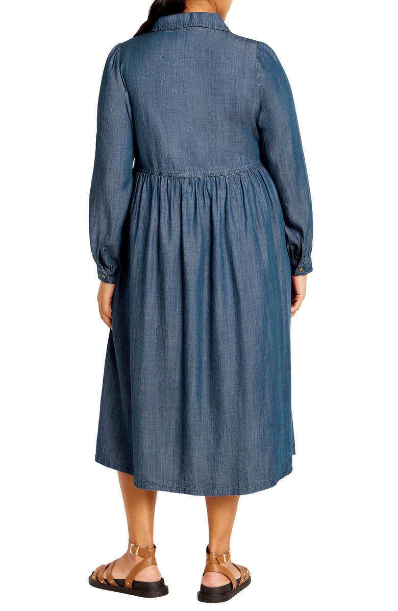 City Chic Brayden Long Sleeve Denim Dress, Alternate, color, Dark Wash