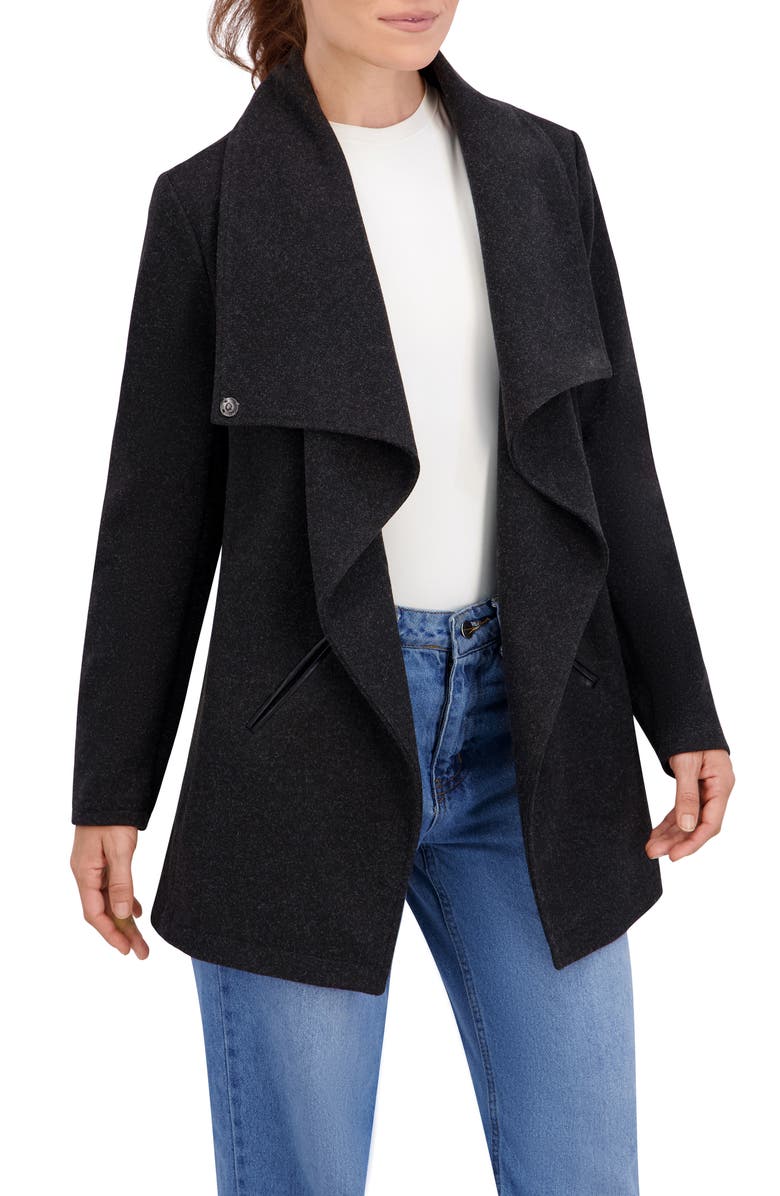 Ookie & Lala Drape Collar Open Front Jacket, Alternate, color, Dark Charcoal