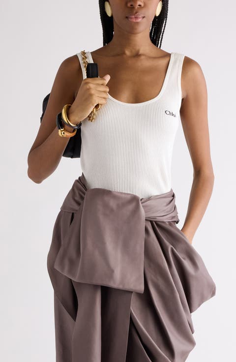 Logo Embroidered Cotton Rib Tank