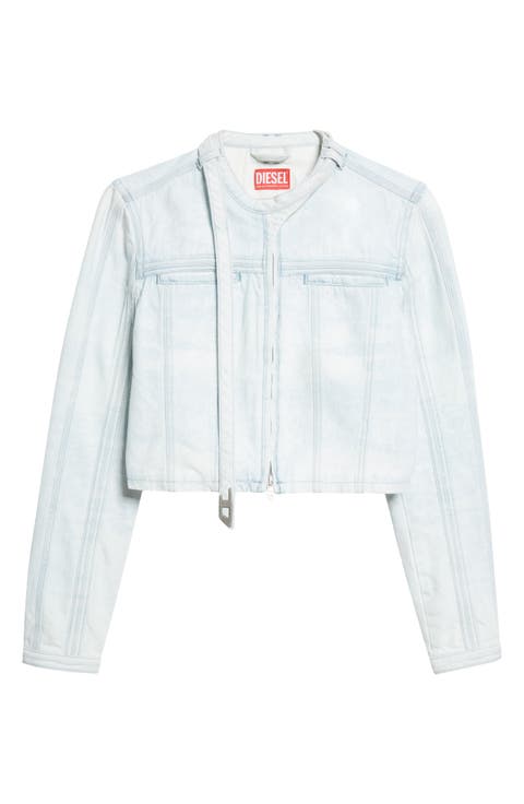 De-Saphix Crop Satin Denim Jacket