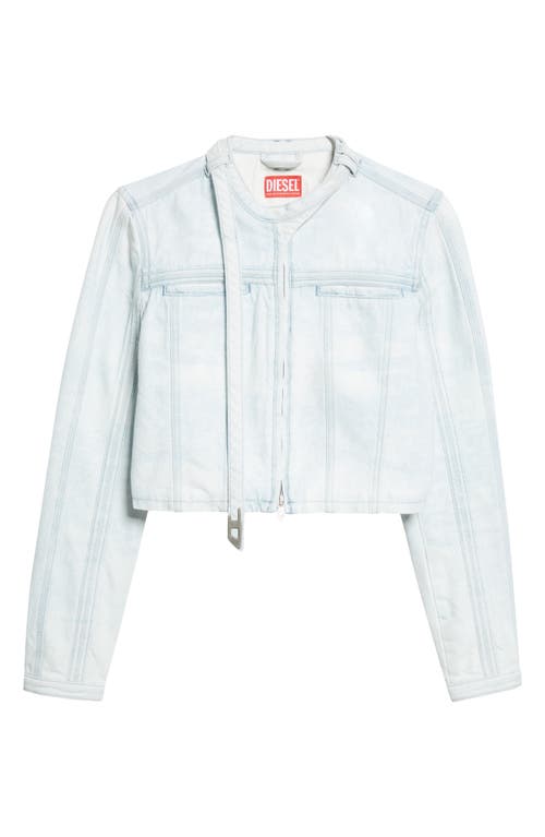 Diesel ® De-saphix Crop Satin Denim Jacket In Blue