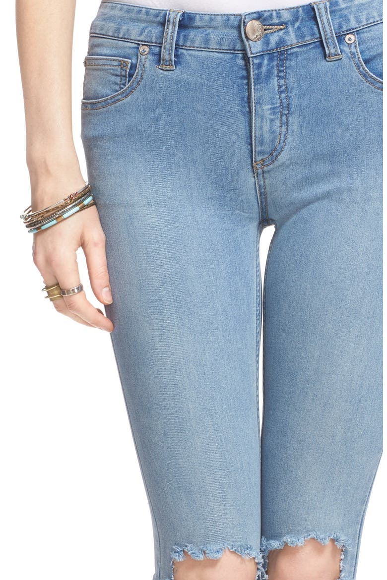 Destroyed Skinny Jeans, Alternate, color, BRASS