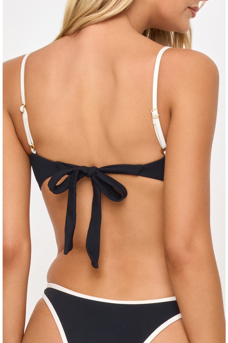Hazel Ribbed Bikini Top, Alternate, color, BLACK/CREAM