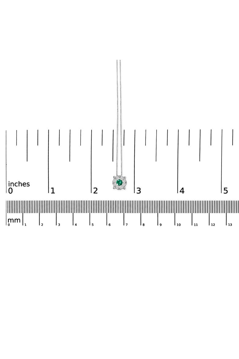 14K Gold Emerald & 1/3 Cttw Diamond Halo Pendant Necklace, Alternate, color, White