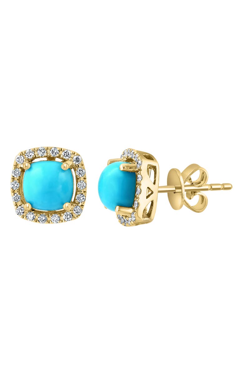 EFFY 14K Yellow Gold Turquoise & Diamond Stud Earrings, Alternate, color, 