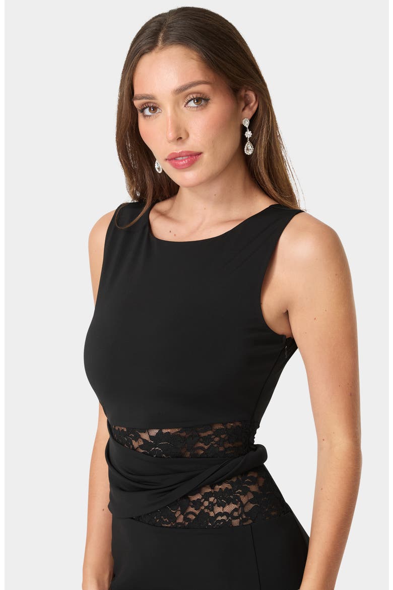 Lace Waist Sleeveless Maxi Dress, Alternate, color, BLACK