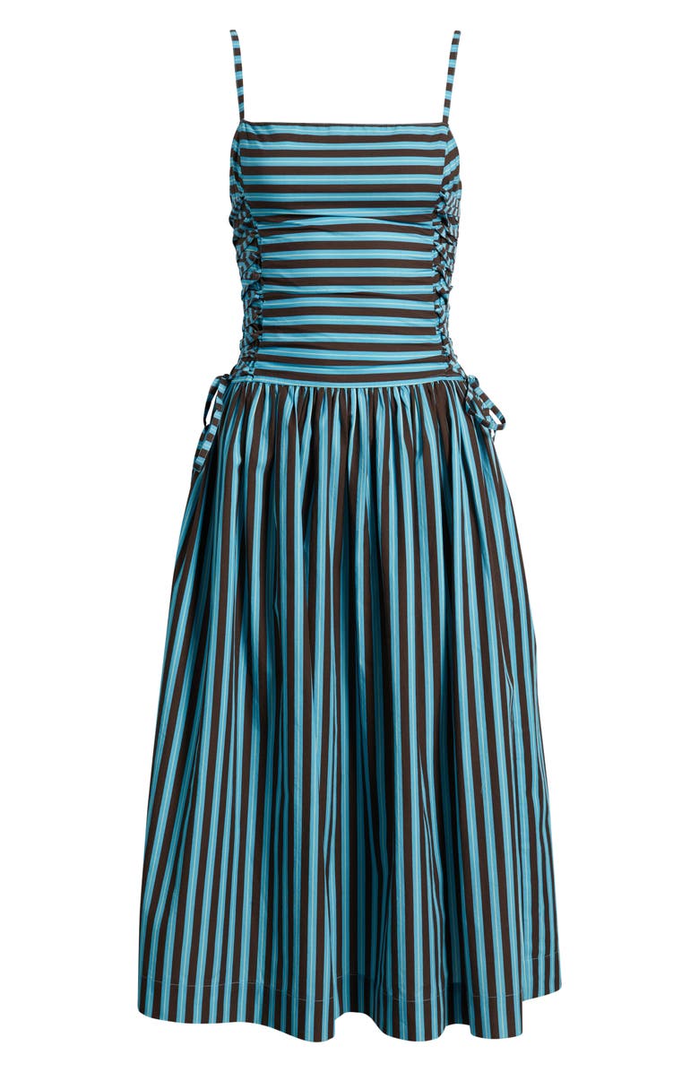 Damson Madder Angelina Stripe Lace-Up Side Midi Sundress, Alternate, color, Blue