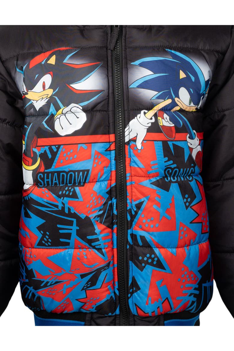 Sonic the Hedgehog Hooded Puffer Jacket, Alternate, color, Sonic Shadow Black