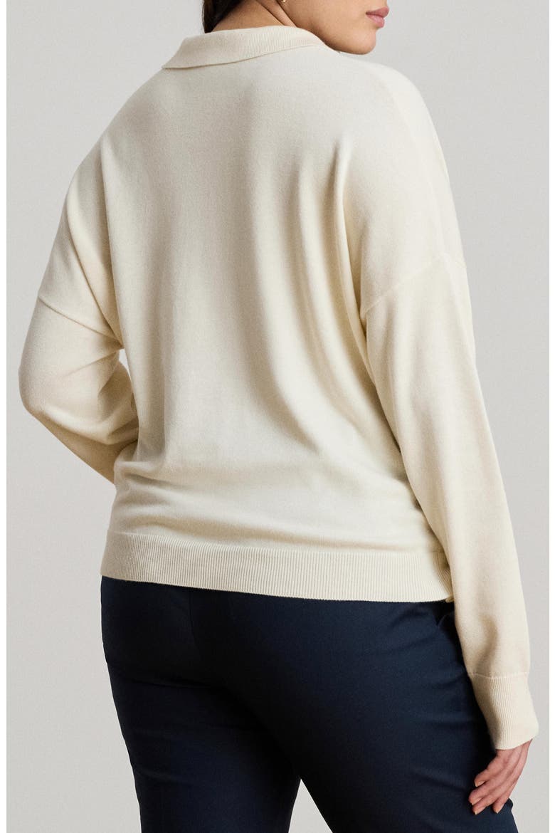 Relaxed Fit Cotton & Modal Polo Sweater, Alternate, color, MASCARPONE CREAM