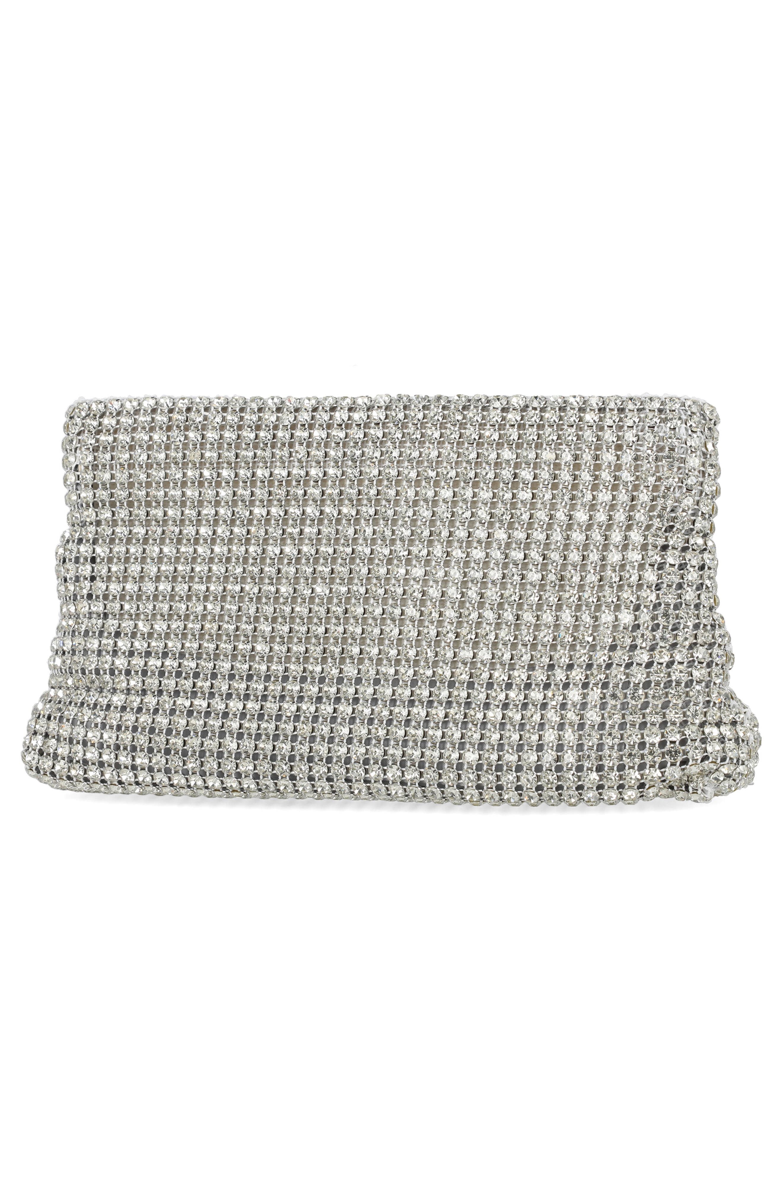 Jessica McClintock Bianca Bow Clutch, Alternate, color, Silver
