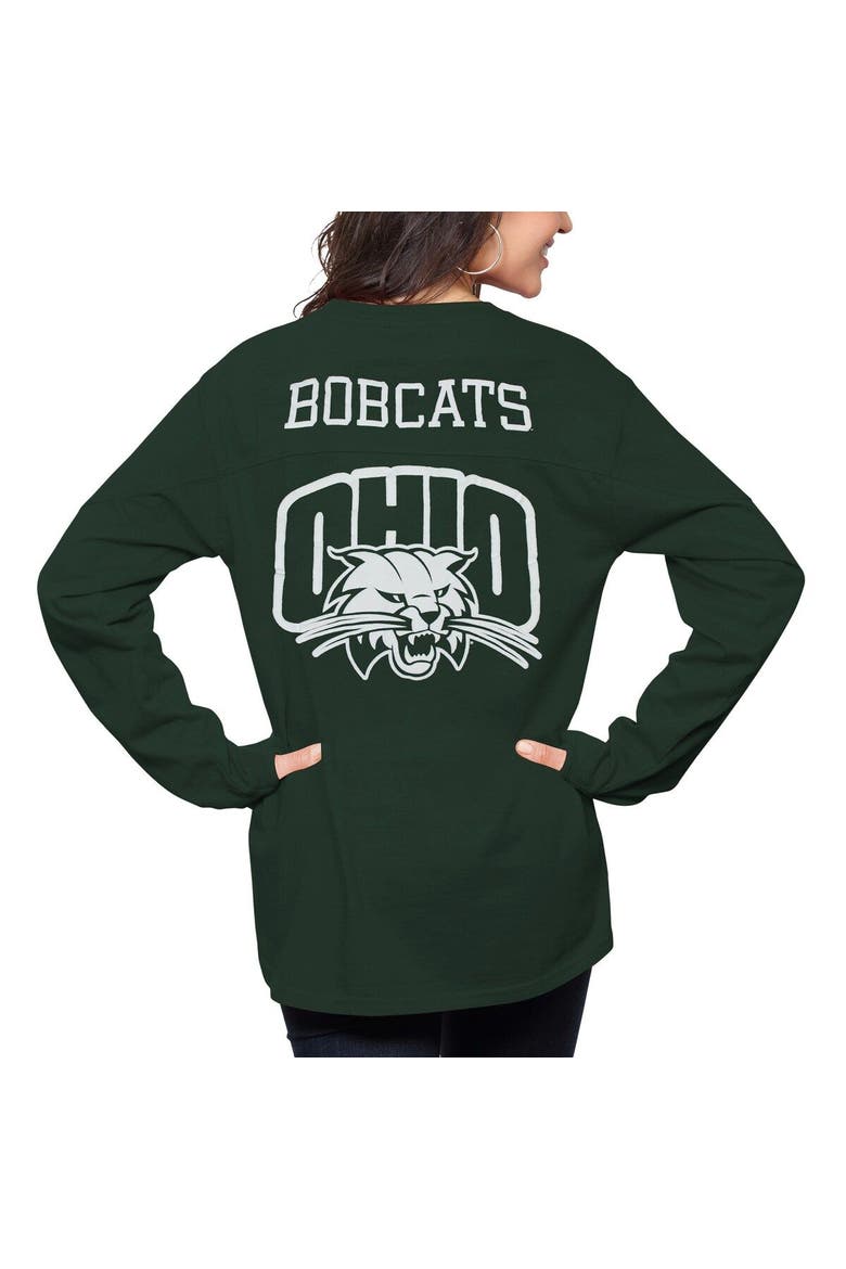 Women's Pressbox Green Ohio Bobcats The Big Shirt Oversized Long Sleeve T-Shirt, Main, color, Hunter Green