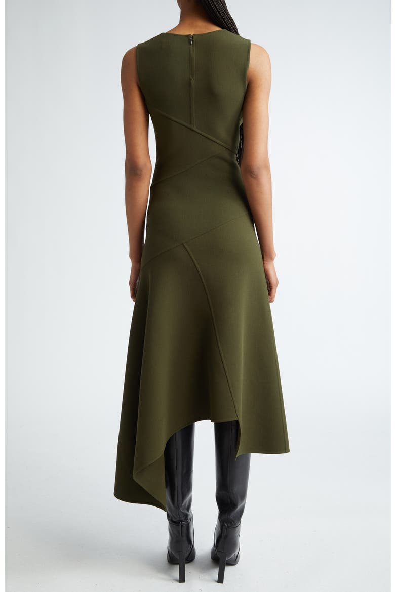 Fitted Sleeveless Asymmetric Wool Knit Midi Dress, Alternate, color, SPRUCE