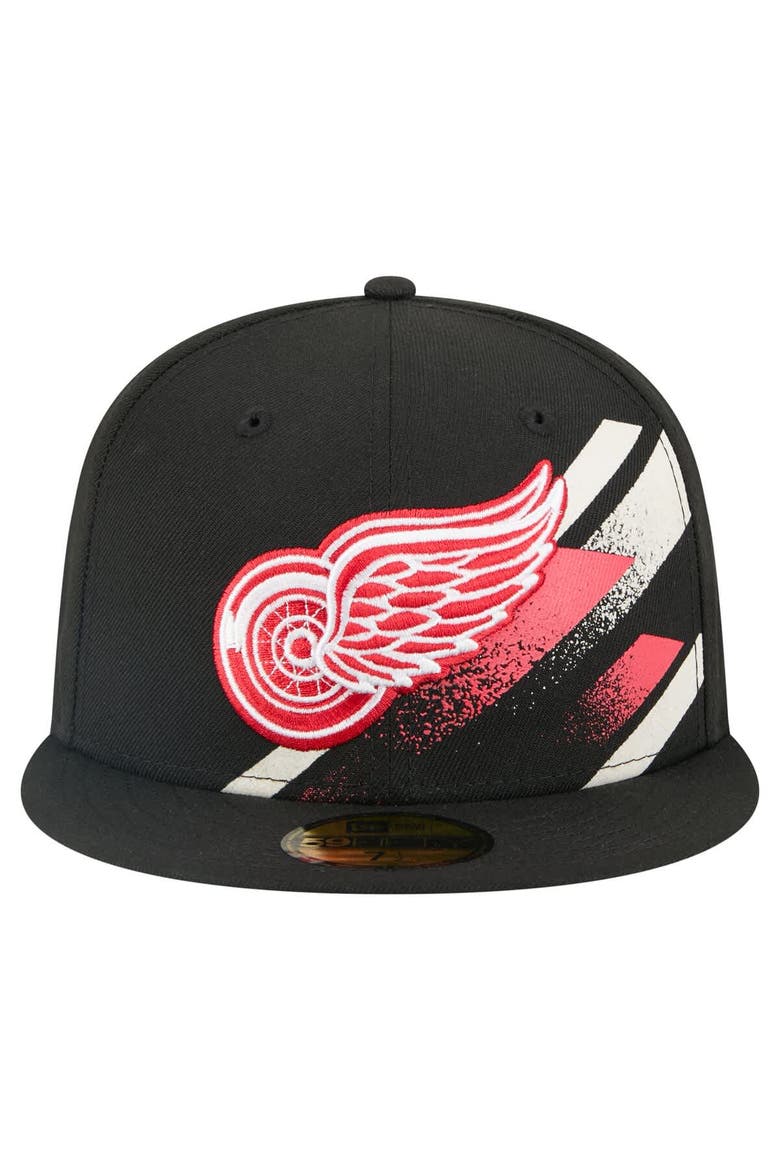 Men's New Era Black Detroit Red Wings Faded Lines 59FIFTY Fitted Hat, Alternate, color, Black