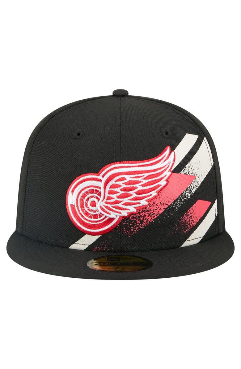 New Era Men's New Era Black Detroit Red Wings Faded Lines 59FIFTY Fitted Hat, Alternate, color, Black