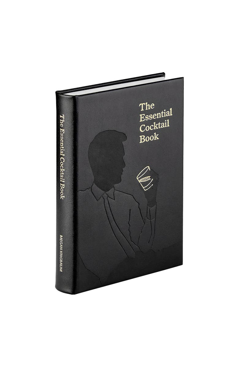 Graphic Image The Essentail Cocktail Book Leather Coffee Table Book, Alternate, color, Black