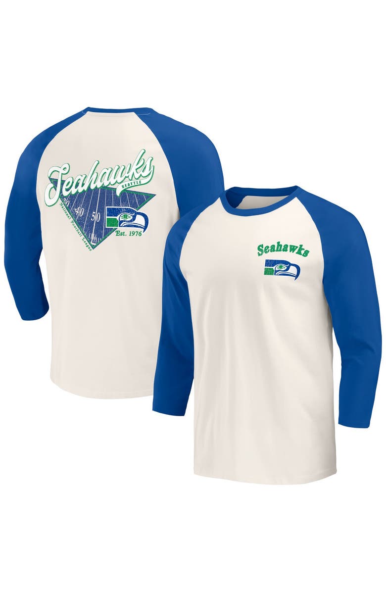 Darius Rucker Collection by Fanatics Men's Darius Rucker Collection by Fanatics Royal/White Seattle Seahawks Raglan 3/4 Sleeve T-Shirt, Alternate, color, Royal