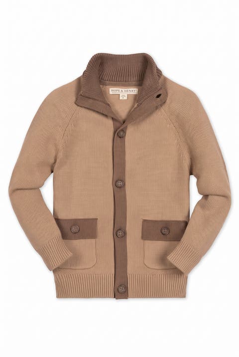 Kids' Organic Cotton Mock Neck Cardigan