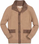 Hope & Henry Kids' Organic Cotton Mock Neck Cardigan