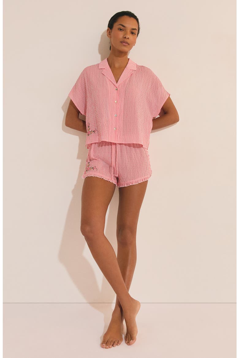 Oselia Stripe Pajama Shorts, Alternate, color, IMP FOND ROSE