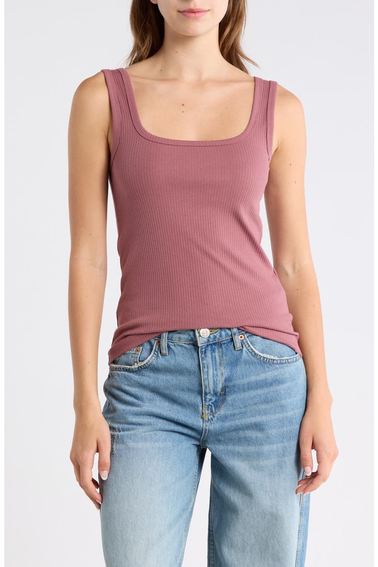 Rib Tank Top, Main, color, BROWN ROSE