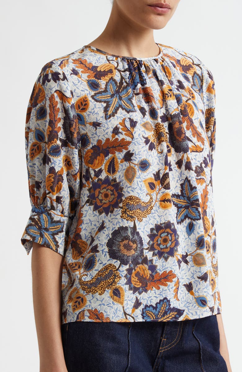 Ulla Johnson Mirelle Floral Silk Top, Alternate, color, 